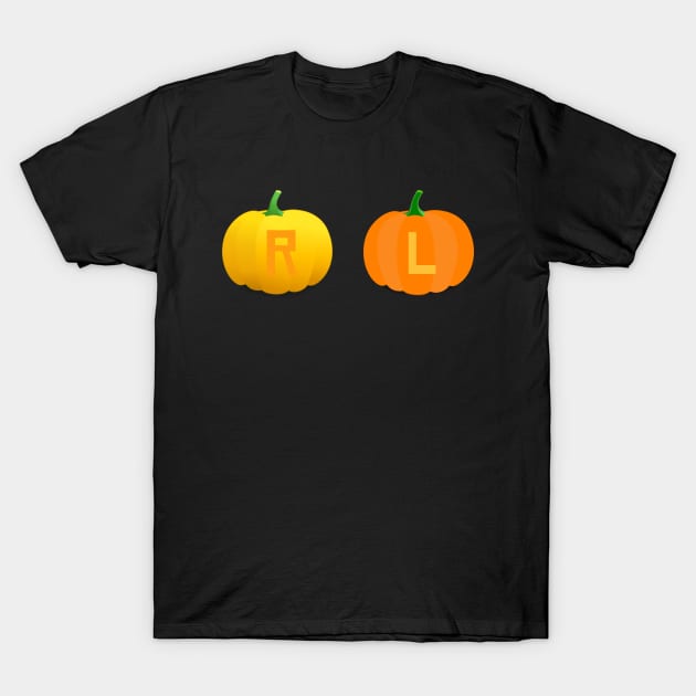 Left and Right Pumpkin X-Ray Markers Black Background T-Shirt by Humerushumor